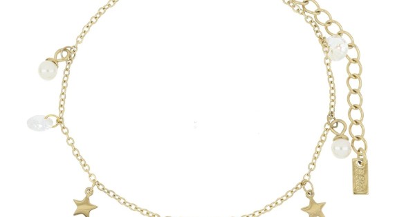 Bracciale Donna Con Ciondoli Stelle E Perline Bianche: Gioiello Portafortuna Regolabile