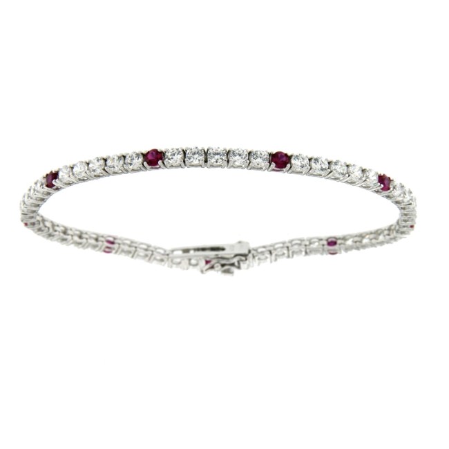 Bracciale Tennis 3 MM 5 bianco + 1 fucsia