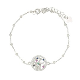 Bracciale Albero della vita con perline in argento 925 e zirconi colorati