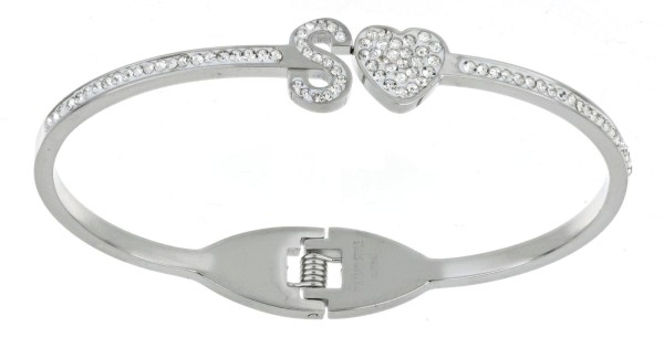 Bracciale Amicizia Philip Jones Con Iniziale S E Cristalli Zirconia - Regolabile E Placcato Argento
