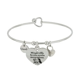 Bracciale rigido frase con cuore pendente 'Mia sorella ha una sorella meravigliosa' Bracciale rigido frase con cuore pendente 'Mia sorella ha una sorella meravigliosa'
