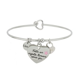Bracciale rigido frase con cuore pendente 'Fatti un regalo. Rimani come sei' Bracciale rigido frase con cuore pendente 'Fatti un regalo. Rimani come sei'