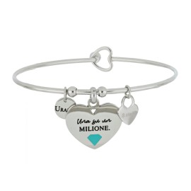 Bracciale rigido frase con cuore pendente 'Una su un Milione' Bracciale rigido frase con cuore pendente 'Una su un Milione'
