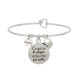 Bracciale rigido frase con piastrina pendente 'Cugine di sangue, amiche per scelta'