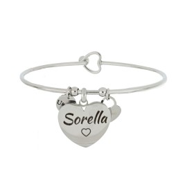 Bracciale rigido frase con cuore pendente 'Sorella'