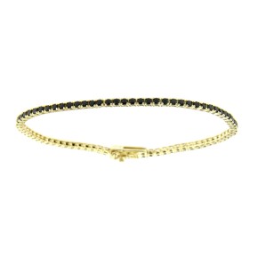 Bracciale Tennis  dorato e nero 2 MM Argento 925