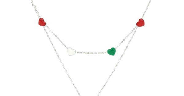 Collana personalizzata con 2 cuori intrecciati in acciaio