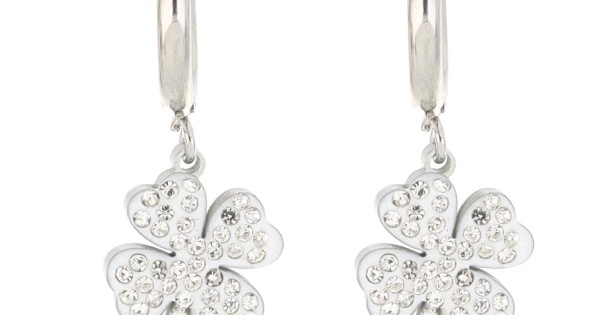 Orecchini Lunghi Donna Con Quadrifoglio E Rana – Ottone Dorato E Pietra Perla – Made In Italy - 2