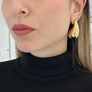 Orecchini pendenti ellittici Stardust in oro giallo 9 carati