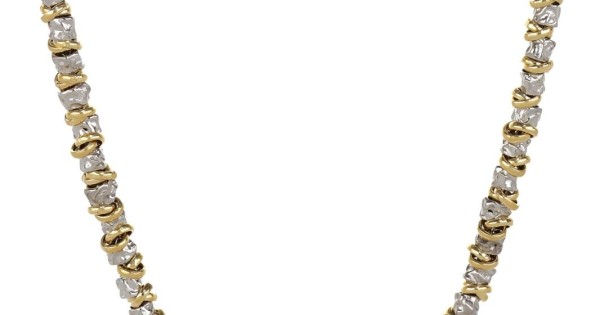 Collana Con Catena Bicolore In Oro 24 Carati E Argento Da 16 A Link - Foto 8