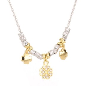 Collana Cloris bicolore argento dorato quadrifoglio in argento 925