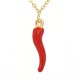 Collana con cornetto rosso in Acciaio