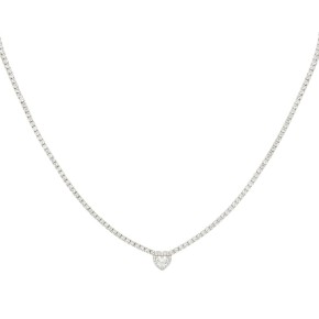 Collana cupido tennis con zirconi e cuore centrale di cristallo bianco