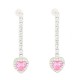 Orecchini cupido  lunghi con zirconi e cuore di cristallo acqua rosa