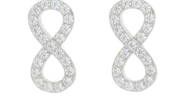 Tuscany Silver Orecchini A Lobo Infinito In Argento Sterling 925 Con Zirconi - Donna, Ipoallergenici, In Confezione Regalo