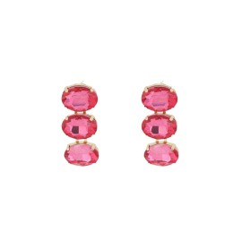 Orecchini Glamour dorati con cristalli ovali color melograno