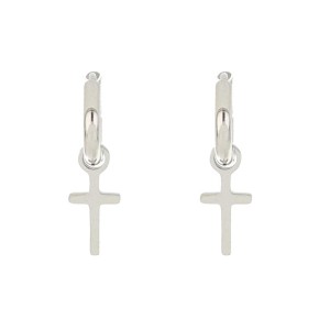 Orecchini cerchietto con croce liscia pendente