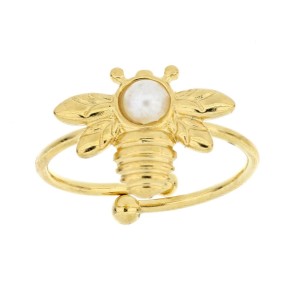 Anello Ape Perla dorato
