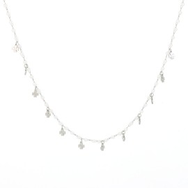 Collana perla argentata con quadrifogli pendenti