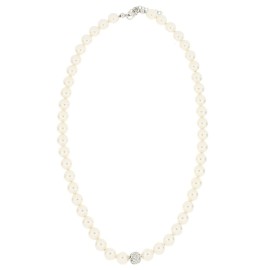 Collana perle 8 mm con zirconi centrali in argento 925