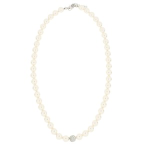 Collana perle 8 mm con zirconi centrali in argento 925