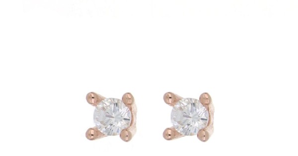 Orecchini punto luce rosa in argento con zirconi 8 mm | - La tua