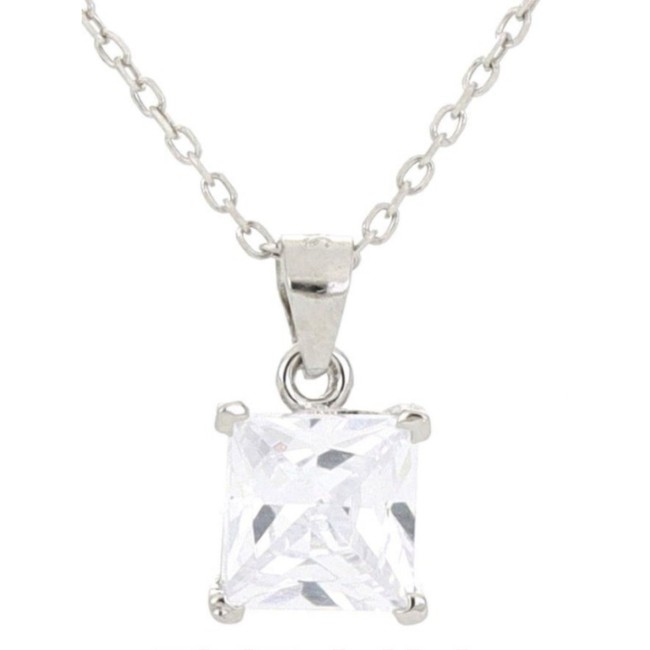 Collana Punto Luce Quadrata in Argento 7X7 MM