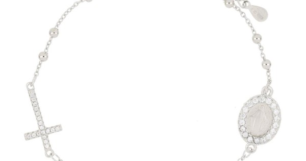 Bracciale Rosario I Rosari In Argento 925 – Unisex Con Croce Pendente, Sfere Lucide Rodiate, Confezione Regalo Inclusa - 3
