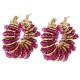 Orecchini Selene dorati cerchi cristalli fucsia 