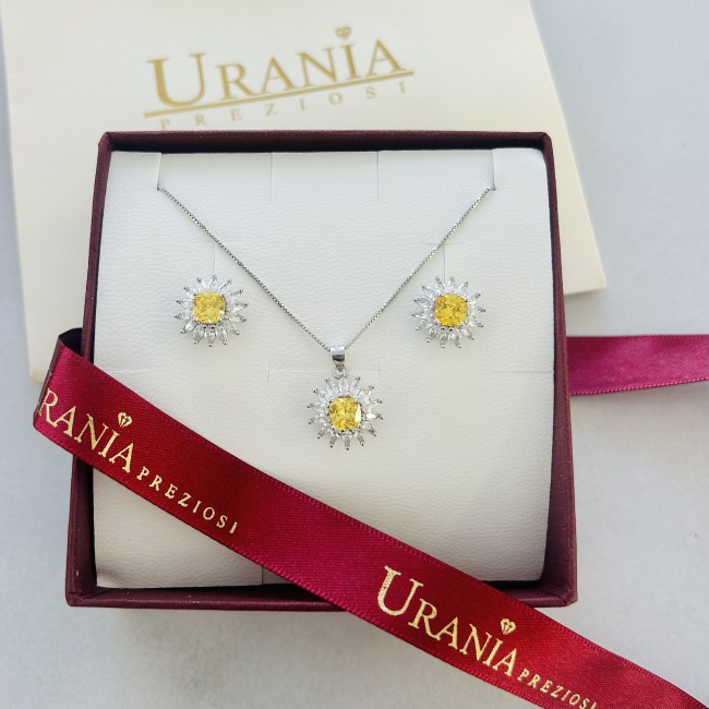 Collana e Orecchini Girasole in Argento 925