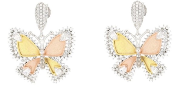 Traveller Orecchini A Clip Tricolore 157074 - Placcato Oro 22kt, Oro Rosa 18kt E Rodiato - Cristalli Cechi, 21x11 Mm - 2