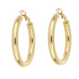 Orecchini cerchio 40 mm Dorati spessi in acciaio Inox