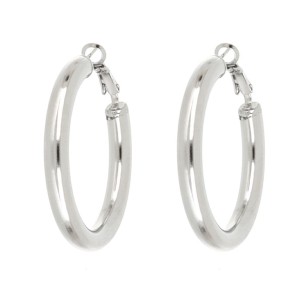 Orecchini cerchio 40 mm argentati spessi in acciaio Inox